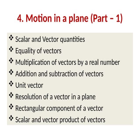 Motion in a plane | PPTX
