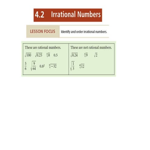4.2 irrational numbers