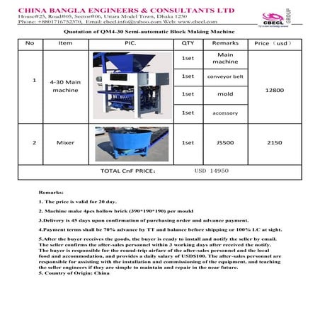 C110 concrete block making machine price list. | PDF
