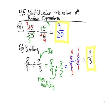 4.5 Mult Div Rational Expresions | PDF