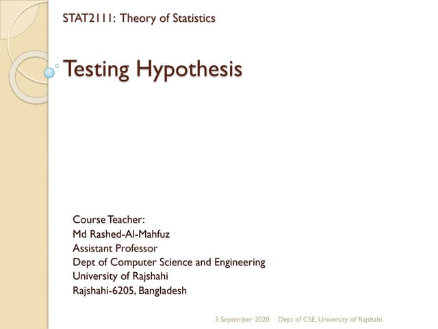 Testing_Hypothesis_Slides Statistical analysis