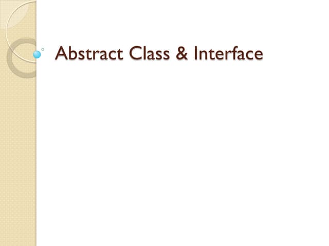 4 abstract class, interface | PPT