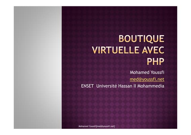 Développement d'un site web de E-Commerce avec PHP (Première Partie)