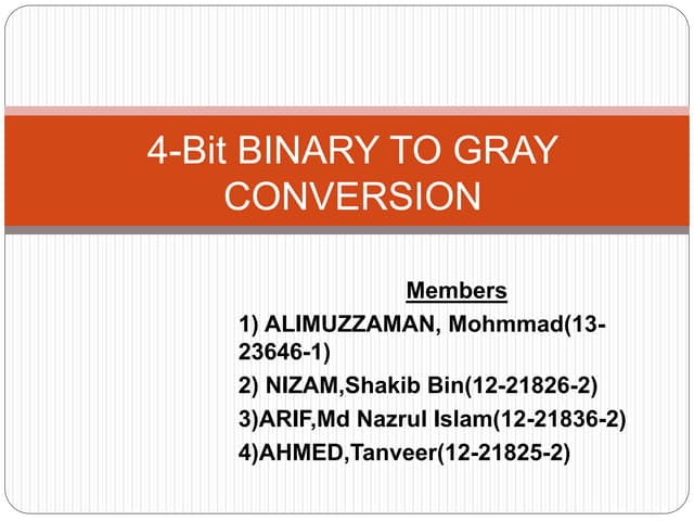 4 bit Binary to Gray converter using XOR