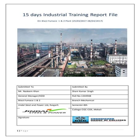Industrial Training Report on Blast Furnace