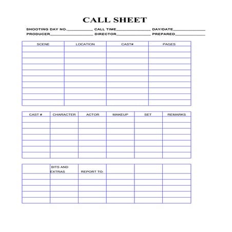 Call Sheet