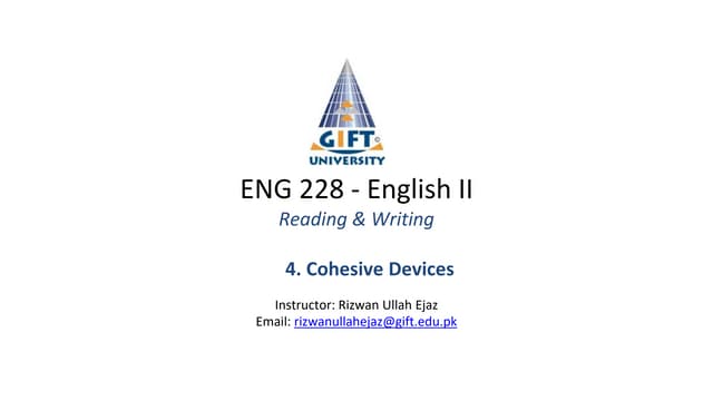 4 - Cohesive Devices. Educations.  PPTX.