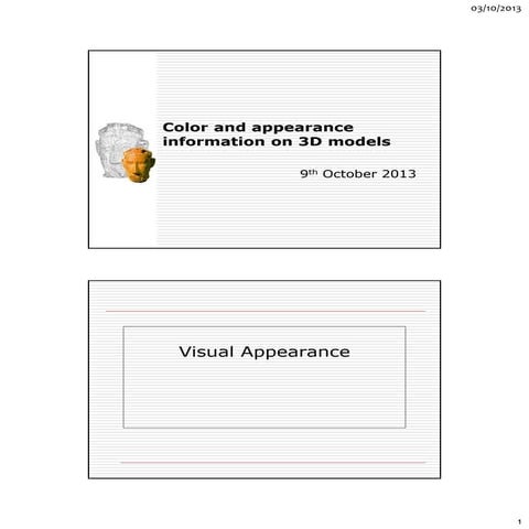 Color and appearance information in 3d models