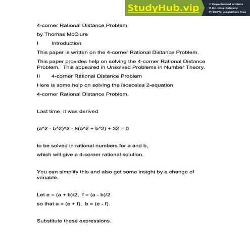4-Corner Rational Distance Problems
