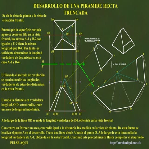 4. desarrollo de una piramide recta truncada