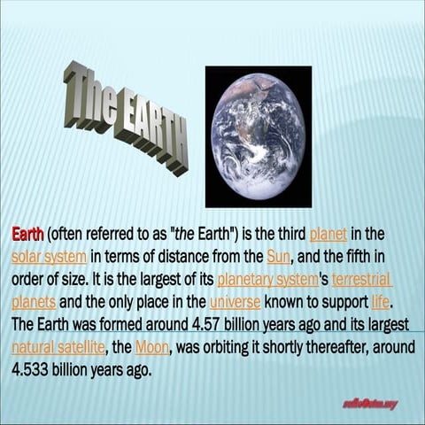 The Earth in solar system and its atmosphere