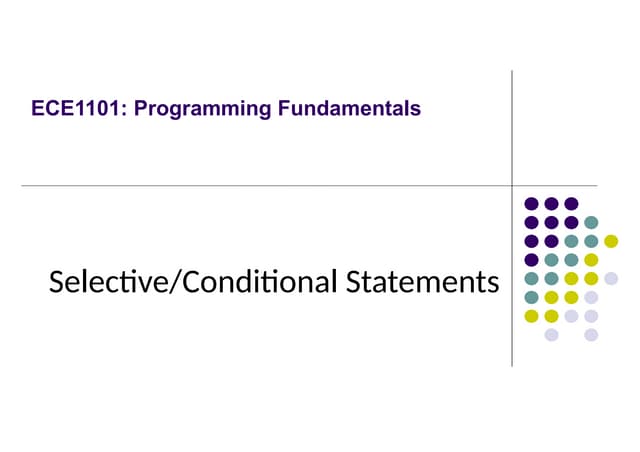 Selection statements on programming with C