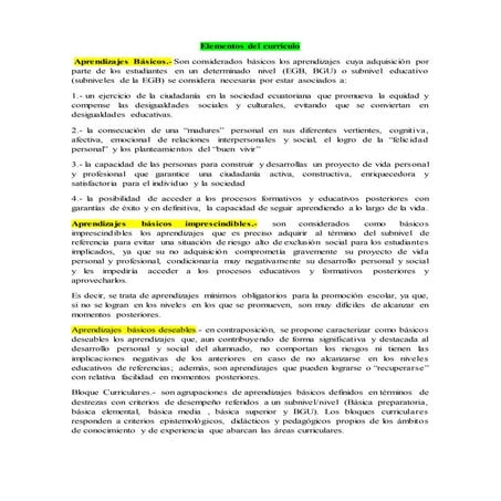 4 elementos del currículo