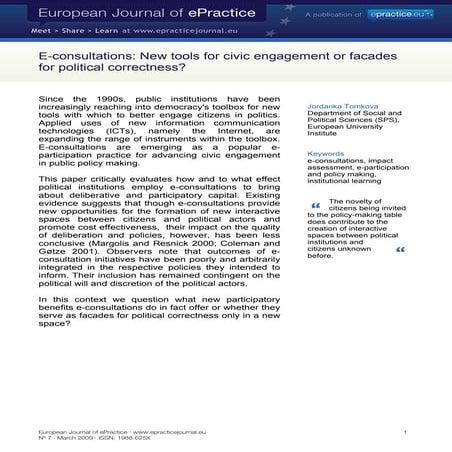 E-consultations: New tools for civic engagement or facades for political correctness?