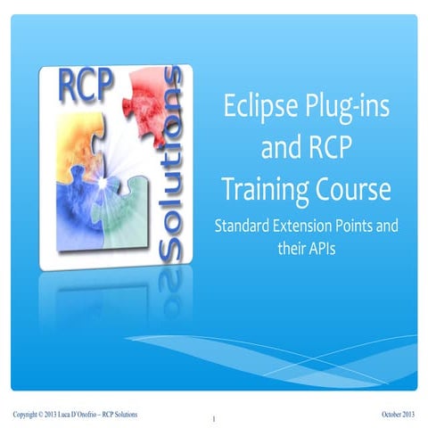Eclipse Training - Standard Extension Points and APIs