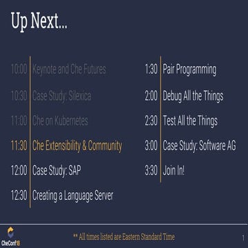CheConf 2018 - Building Extensibility and Community for Che