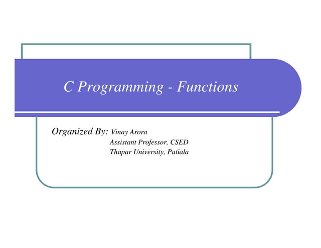 C Prog - Functions | PPT