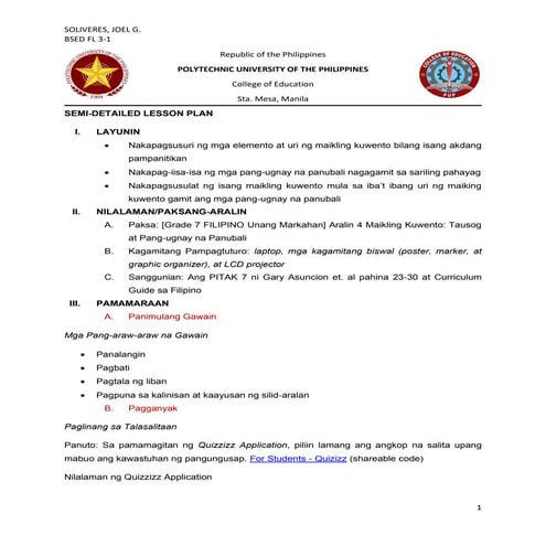 K-TO-12 GRADE 7 FILIPINO Unang Markahan 