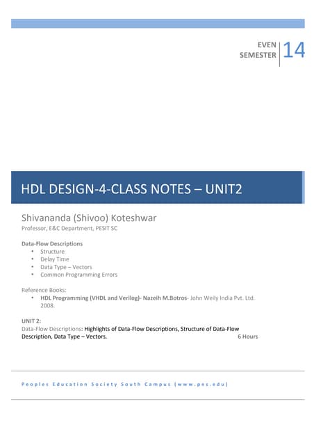 4Sem VTU-HDL Programming Notes-Unit2-Data Flow Descriptions