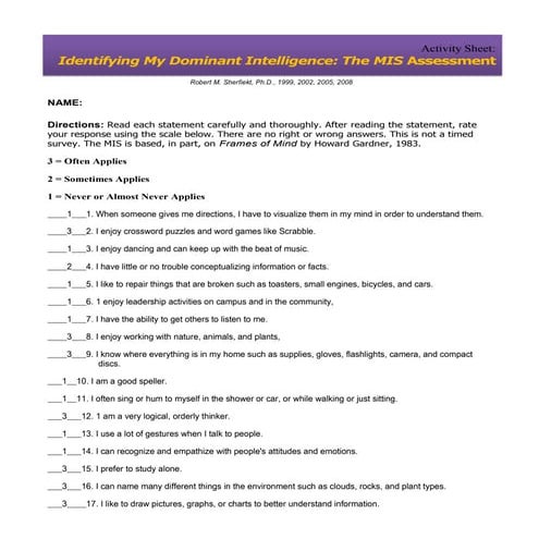 Indentifying Dominant Intelligences