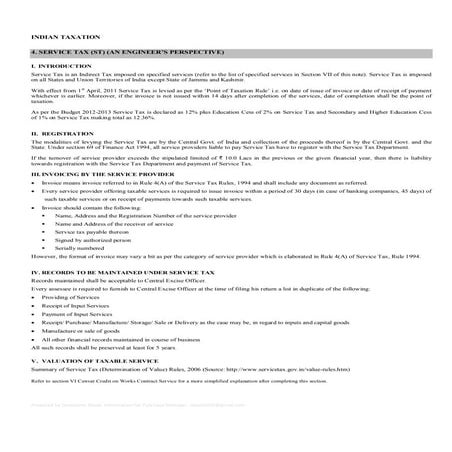 4. Indian Taxation. Service Tax