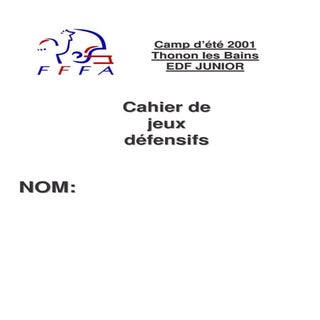 CAHIER DE JEUX DEFENSE