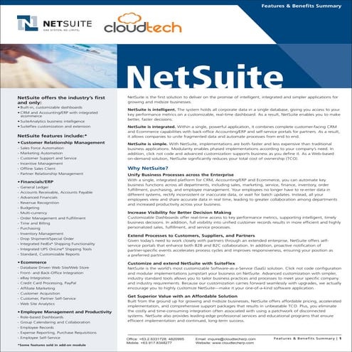 NetSuite Features and Benefits