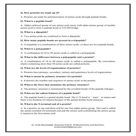 4 proteins structure and function q and a