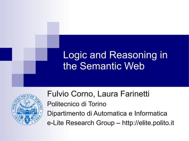 Logic and Reasoning in the Semantic Web