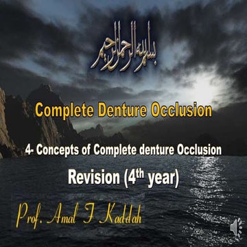 4- Revision >> Concepts of occlusion for 4th year Students.