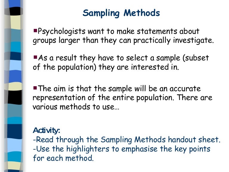 4. Sampling & Experimental Methods