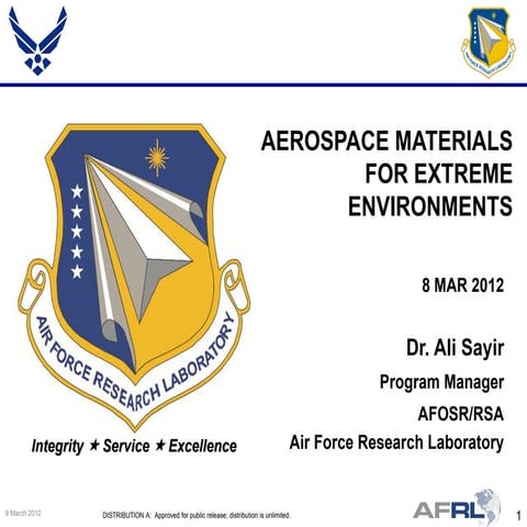 Sayir - Aerospace Materials for Extreme Environments - Spring 