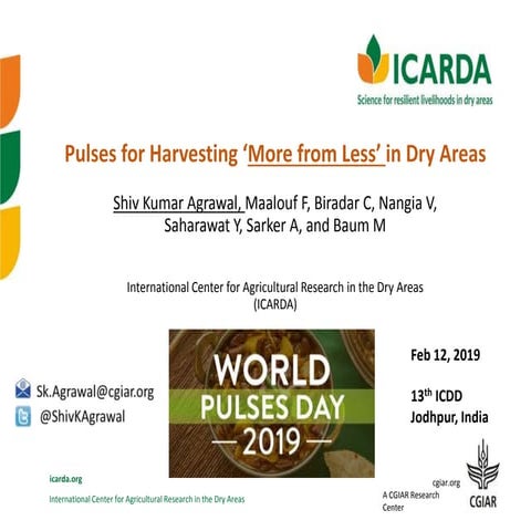 Pulses for Harvesting ‘More from Less’ in Dry Areas