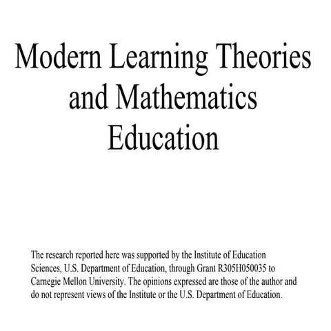 Modern Learning Theories and Mathematics Education - Robert Siegler