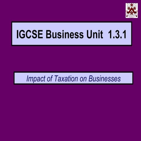 IGCSE Taxation