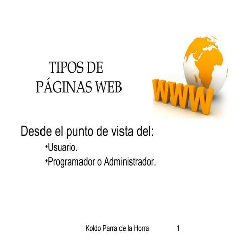 Tipos de páginas web