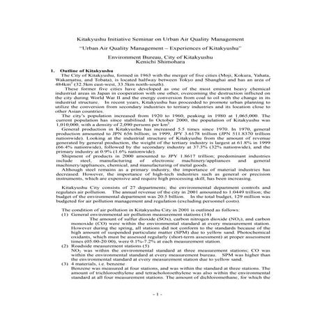 urban air quality management – experience of kitakyushu