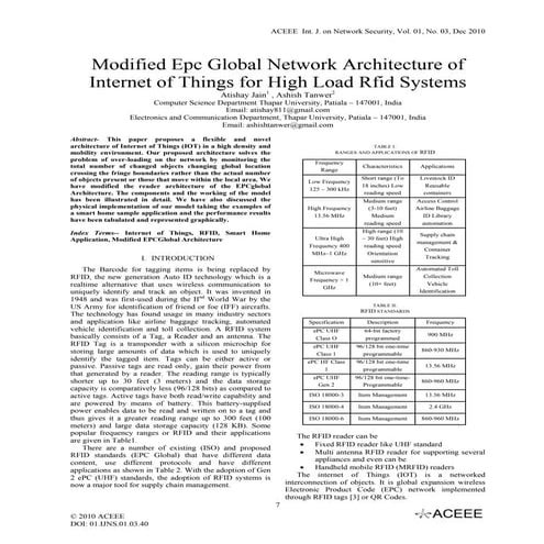 Modified Epc Global Network Architecture of Internet of Things for High Load ...