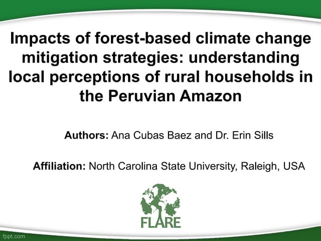 thumbnail of  Impacts of forest-based climate change mitigation strategies: understanding local perceptions of rural households in the Peruvian Amazon