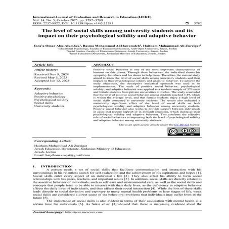 The level of social skills among university students and its impact on ...