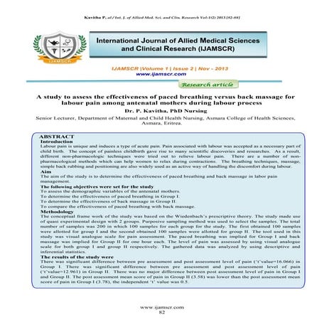 A study to assess the effectiveness of paced breathing versus back ...
