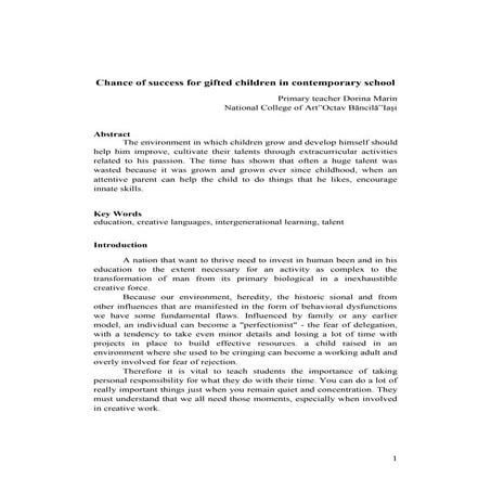 Chance of success for gifted children in contemporary school