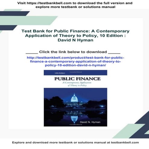 Test Bank for Public Finance: A Contemporary Application of Theory to ...
