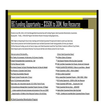 400 k+ Non Recourse 30m Programs (and more..)