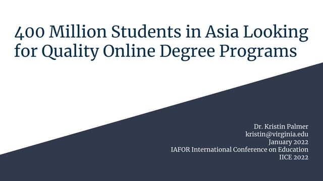 400 Million Students in Asia Looking for Quality Online Programs