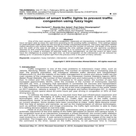 Optimization of smart traffic lights to prevent traffic congestion using fuzz...