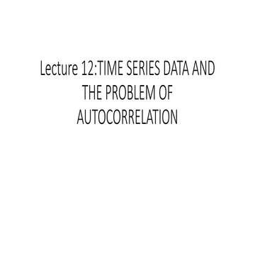 Presentation related to time series and the problem of autocorrelation