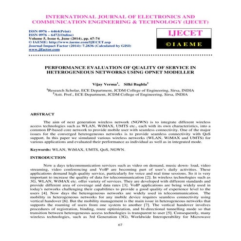 Handover Management In Integrated Wlan And Mobile Wimax | PPTX