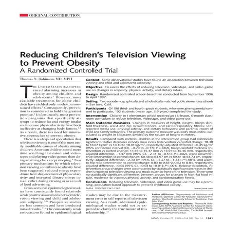 ASSOCIATION BETWEEN SCREEN TIME AND OBESITY IN CHILDREN AND ADOLESCENTS ...