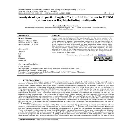 Analysis of cyclic prefix length effect on ISI limitation in OFDM system over...